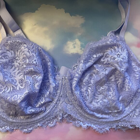 HSIA Bra 38DD Purple Lace Sheer Back Closure Underwire - Picture 4 of 14